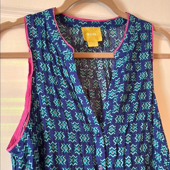 Maeve Ada Aztec Babydoll Blue and Pink Top - Picture 3 of 4